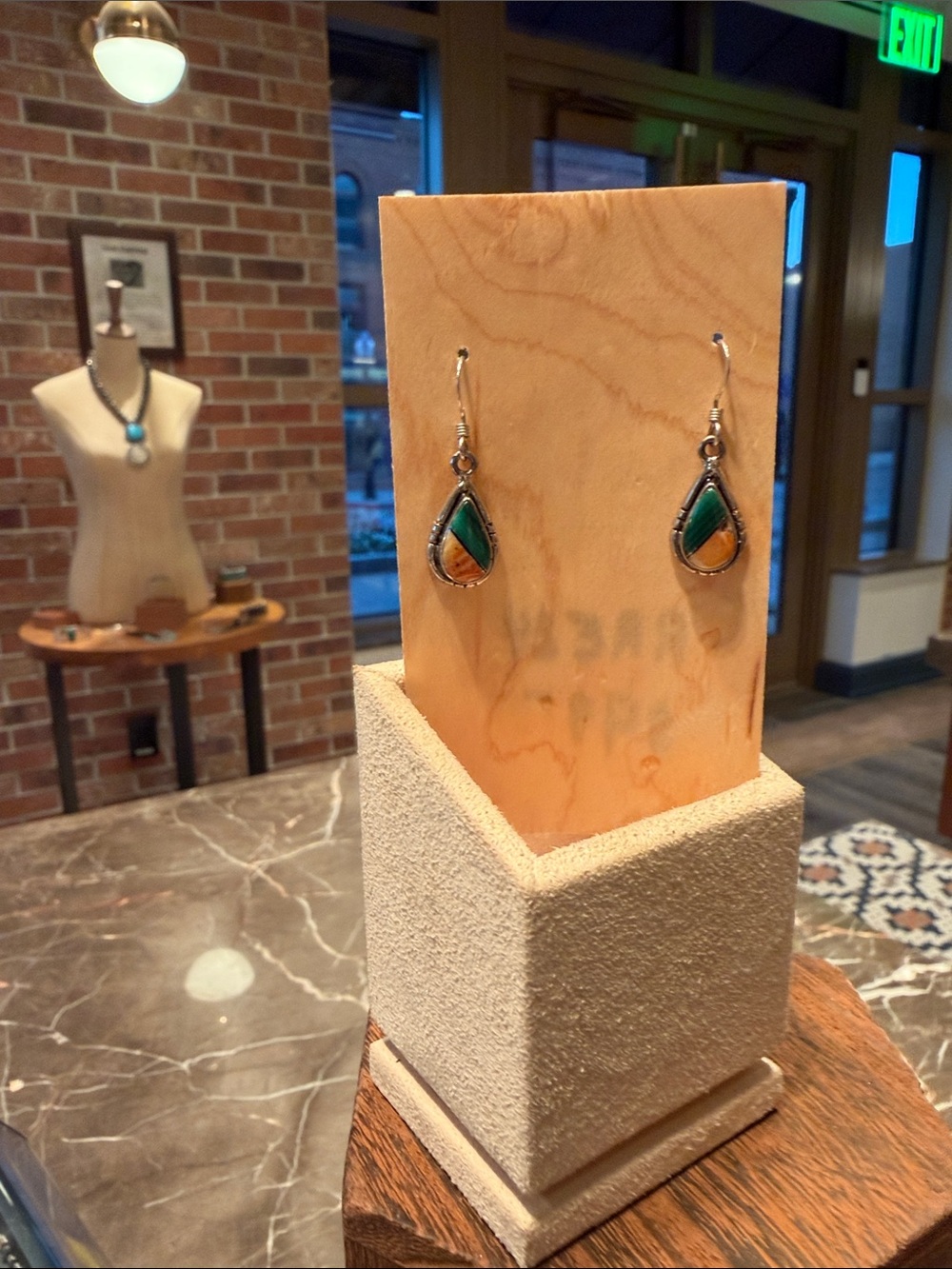 Malachite and Orange Spiny Oyster Earrings